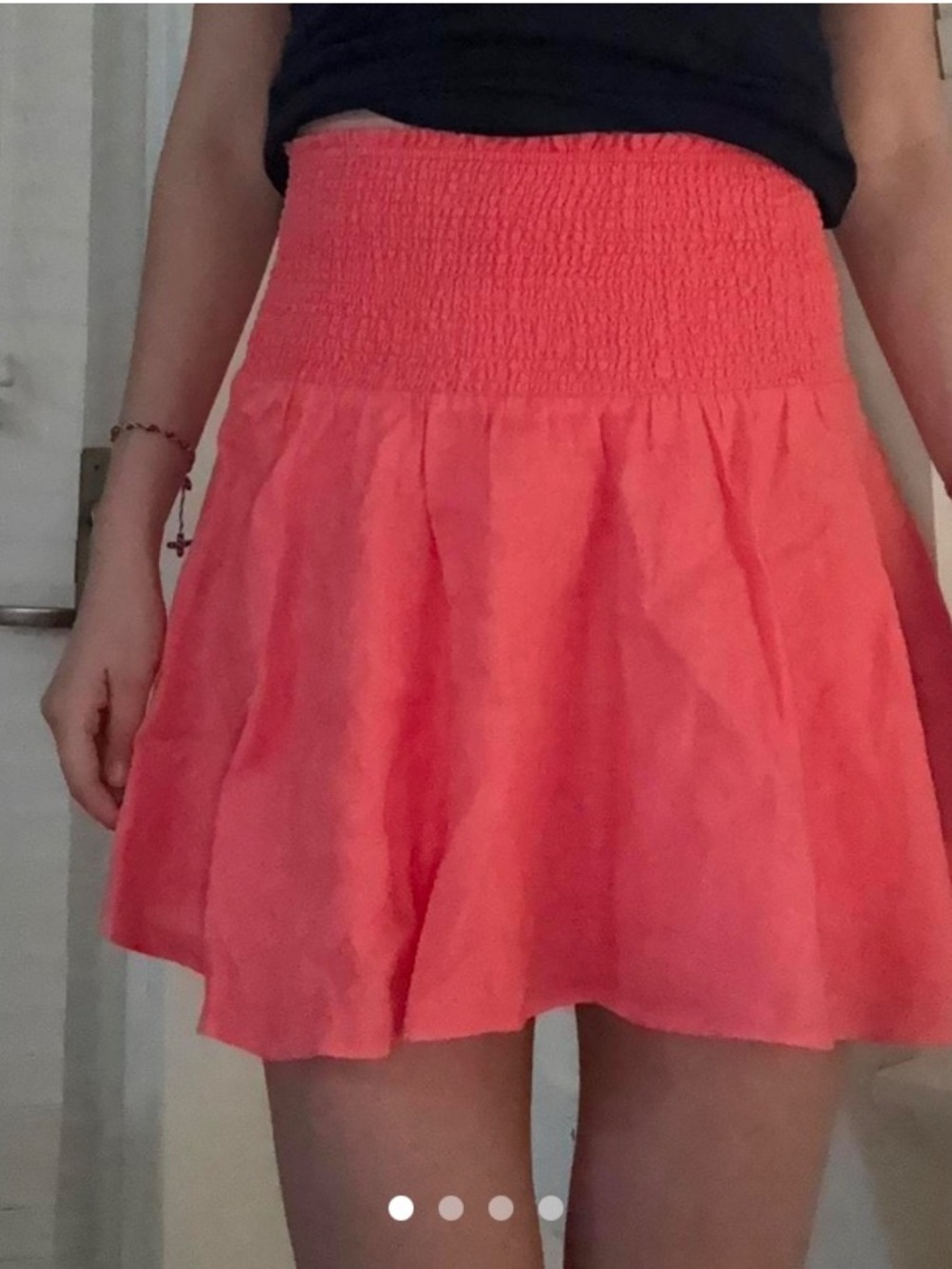 J Crew Smocked Waist Bright Coral Linen Mini Skirt NWT - XS
